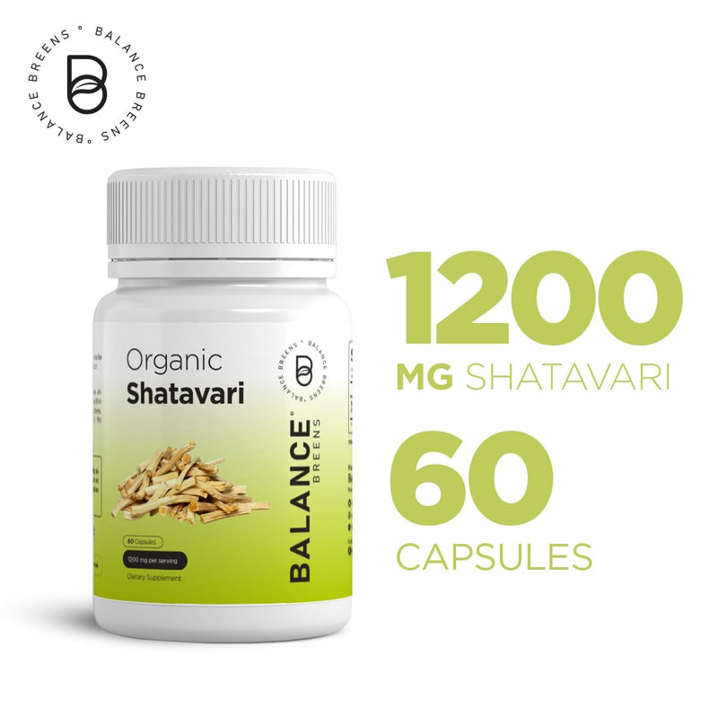 [Australia] - Organic Shatavari Capsules 1200mg - 60 Capsules - Lactation Vitamins for Breastfeeding - Hormonal Balance for Women - Asparagus Racemosus Roots Herb 60 Count (Pack of 1) 