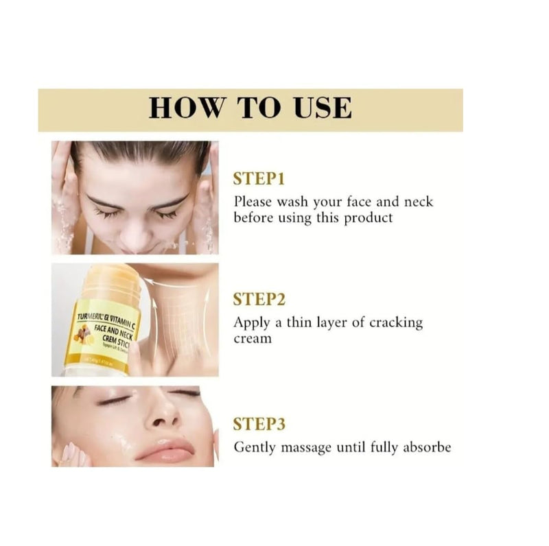 Turmeric & Vitamin C Face And Neck Cream Stick on the Go Deeply Moisturize And Rejuvenate Neck Skin (Face and Neck Stick) Face and Neck Stick