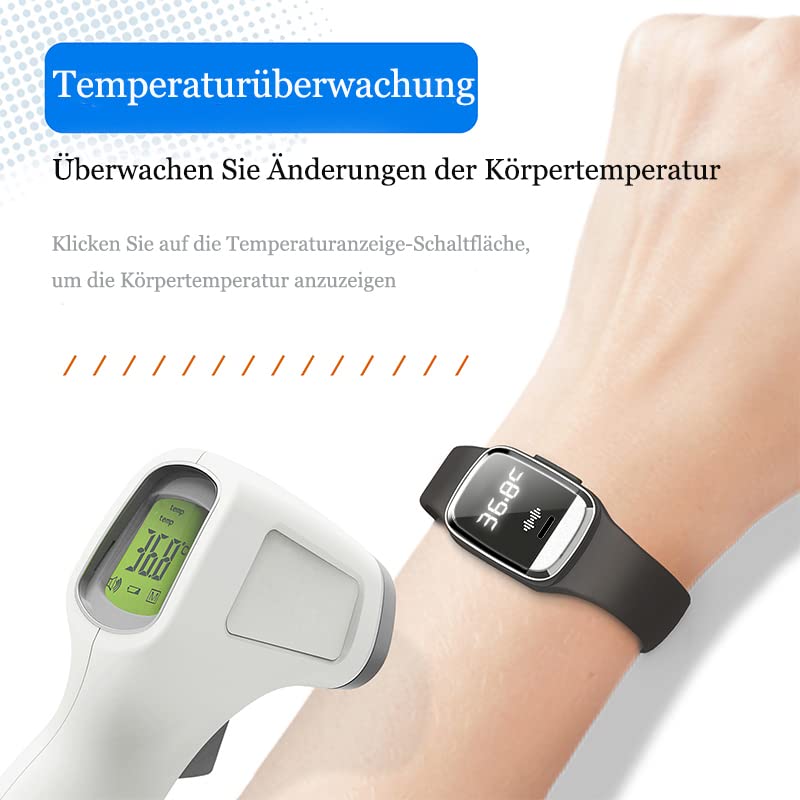 [Australia] - Feloyal Mosquito Repellent Bracelets, Body Temperature Display and Waterproof Ultrasonic USB Rechargeable Anti Mosquito Watch for Indoor and Outdoor Use, Suitable for Adults and Children (Black) 