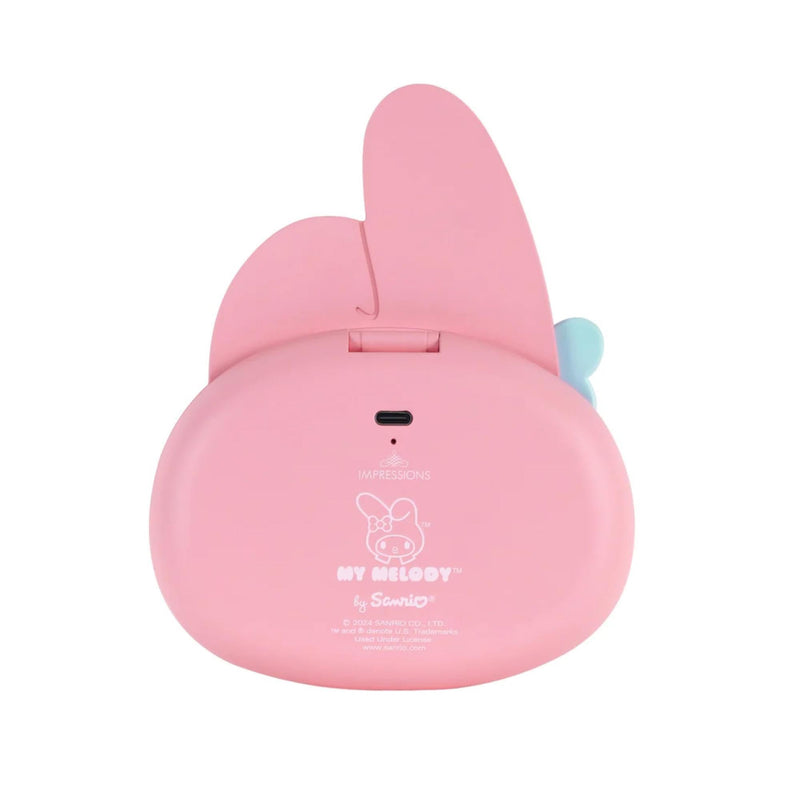 Impressions Vanity My Melody LED Compact Mirror for Purse, Travel Lighted Makeup Mirror with 3X Magnification, Adjustable Brightness, Soft Touch Sensor Button, and My Melody Figural Shaped Design