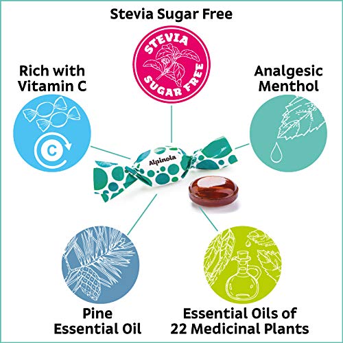 [Australia] - Alpinola Lozenges, Menthol, 20 Herbs and Vitamin C, Sugar Free Stevia, 17 Count Stevia Sugar Free 