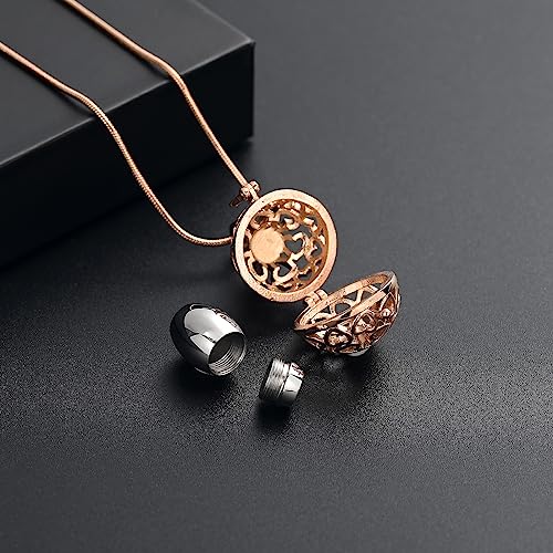 Lantern Heart ashes necklace,Cremation Jewellery Memorial Keepsake Pendant rose&silver