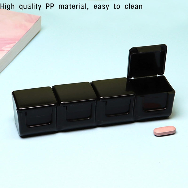 3 Pieces Pill Organizer, 4 Compartments Moisture Proof Pill Box Pocket Purse Portable Travel Vitamin Container Medicine Case 3pcs 4 Compartments Pill Case