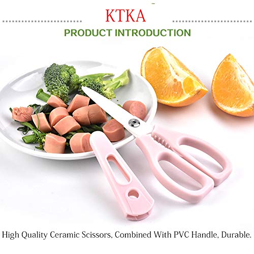 [Australia] - Ceramic Scissors,Healthy Baby Food Scissors with Cover Portable Shears (Pink) Pink 