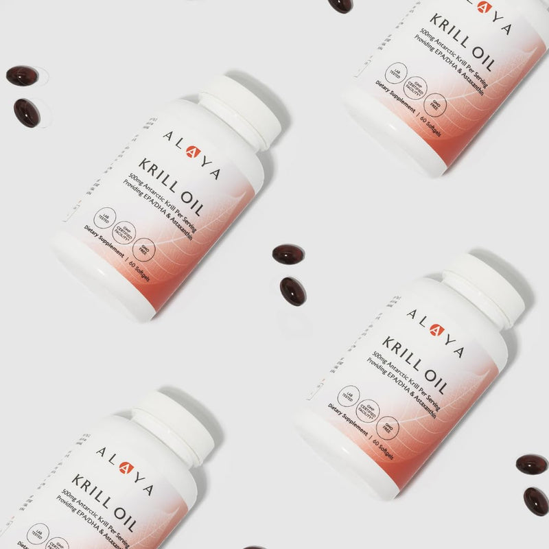 [Australia] - Alaya Naturals - Antarctic Krill Oil 500mg Supplement with Phospholipids, EPA/DHA Omega 3 & Astaxanthin - Non-GMO - PCB Tested Krill Oil - 60 Softgels 