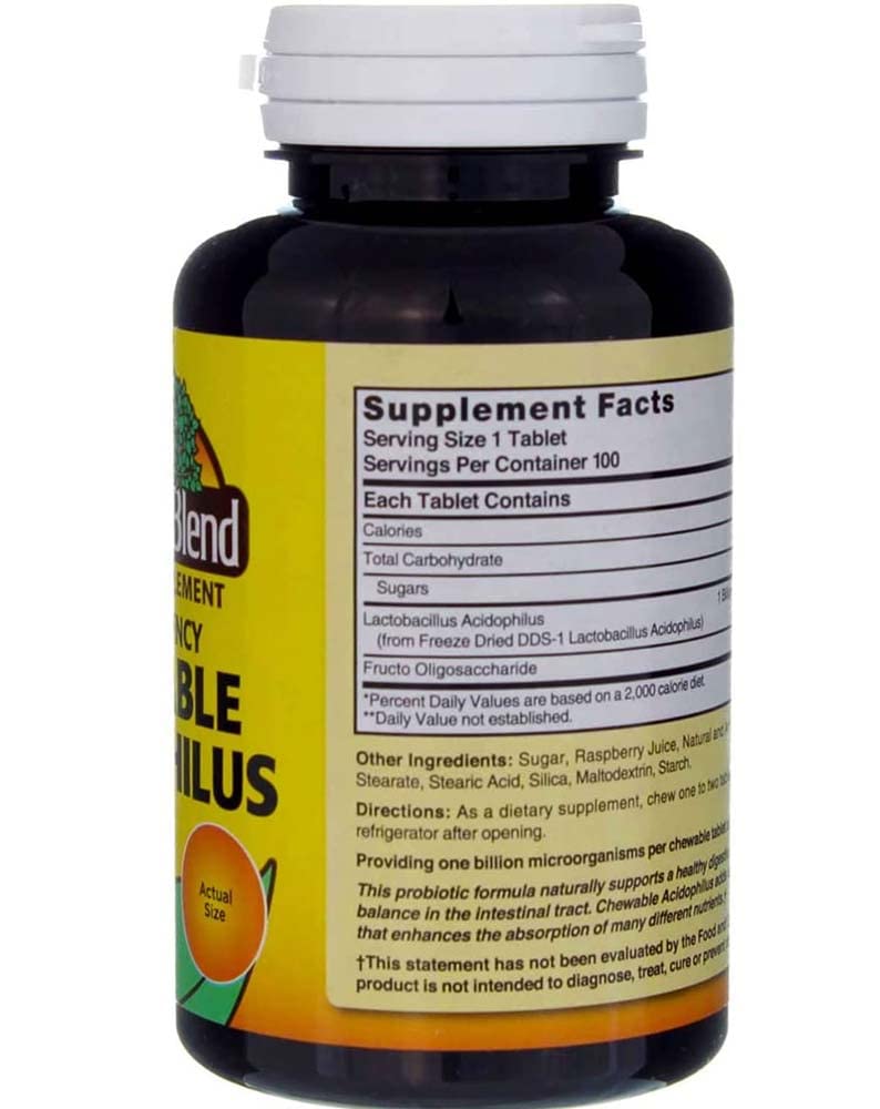 Nature's Blend Acidophilus Chewable Raspberry Flavor - 100 Tablets, Pack of 2