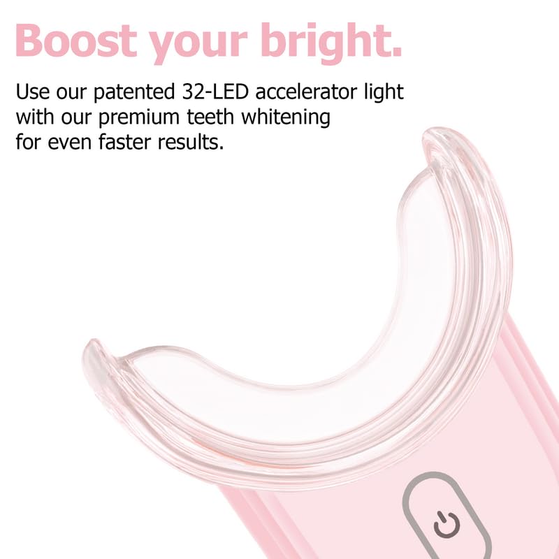[Australia] - Teeth Whitening Kit Gel Pen Strips - Ollm Specially Formulated for Sensitive Teeth, Gum, Braces Care 32X LED Light Tooth Whitener, Professional Oral Beauty Products Dental Tools 2 Mouth Trays (Pink) 