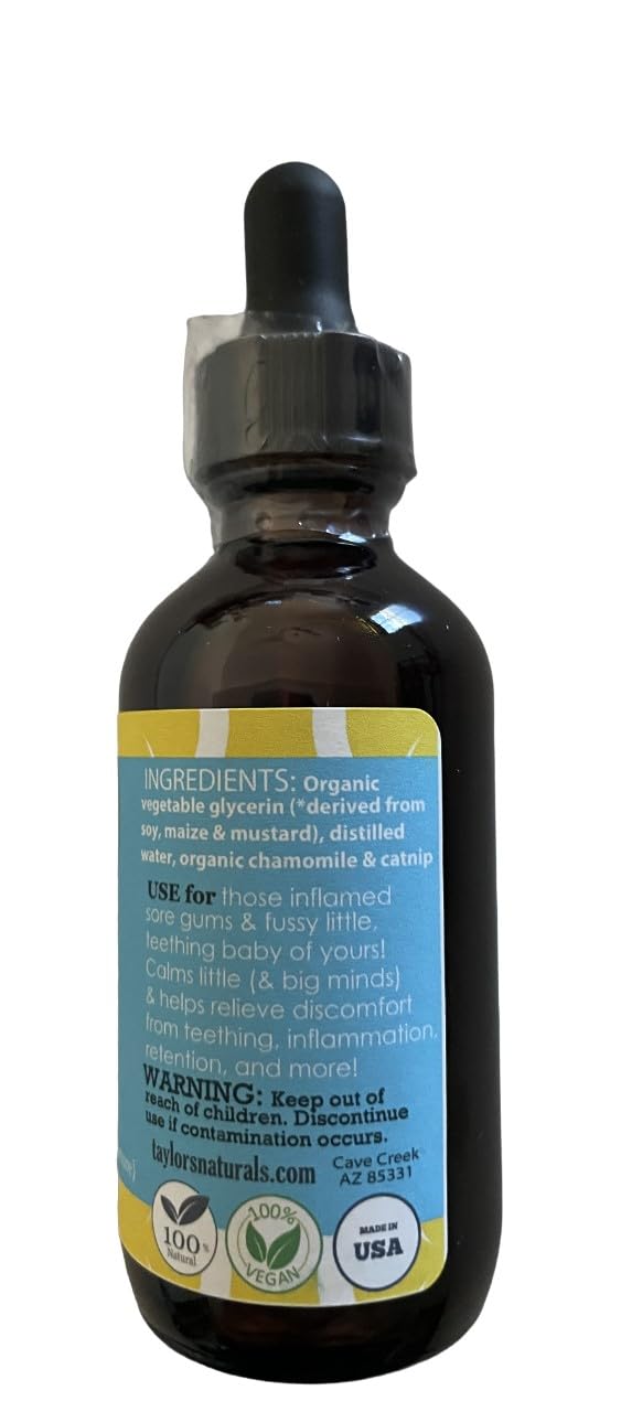 [Australia] - Bye-Bye Teething, Hello Sleep! Natural & Organic Baby Teething Relief & Calming Tincture | Soothes Inflamed Gums, Irritability & Pain – Encourages Sleep | Glass Bottle (Sweet Glycerin) 2 Fl Oz (Pack of 1) Sweet Glycerin 