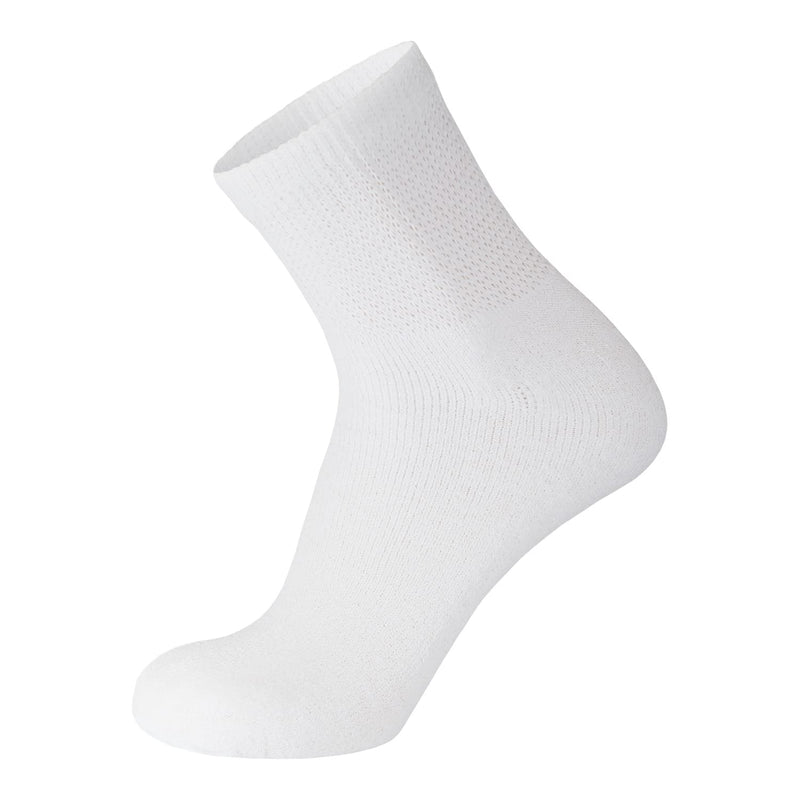 [Australia] - Cotton Diabetic Neuropathy Quarter Socks, Non-Binding Ankle Socks, Multipack White - 6 Pairs 10-13 