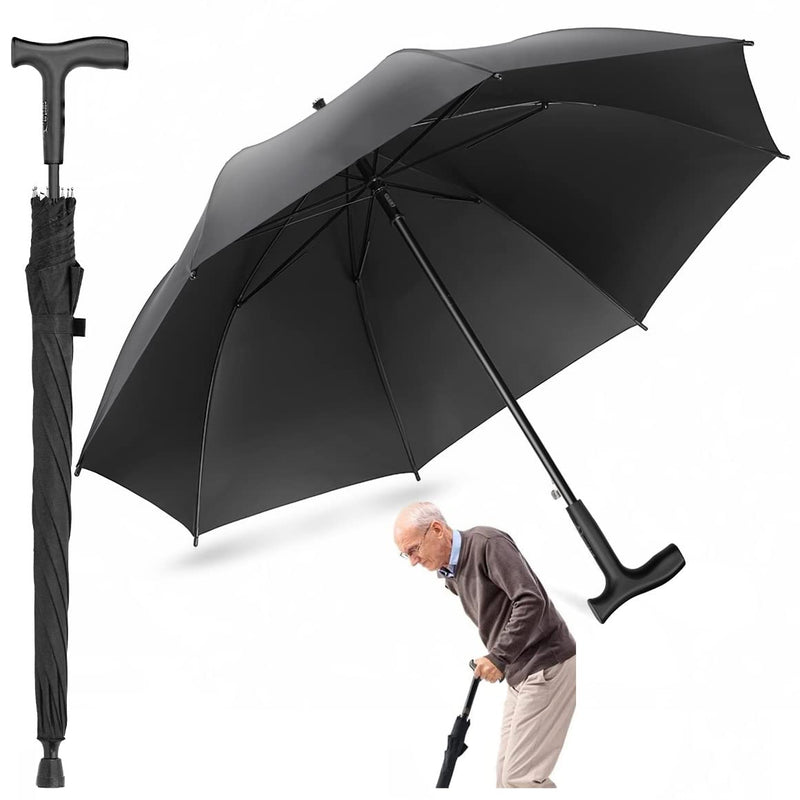 Walking Cane Umbrella, Walking Sticks Crutch Umbrella, Heavy Duty Frame,Lightweight - Windproof Umbrella Cane,Great Gift for Birthday,Christmas,Father's Day,Men,Women
