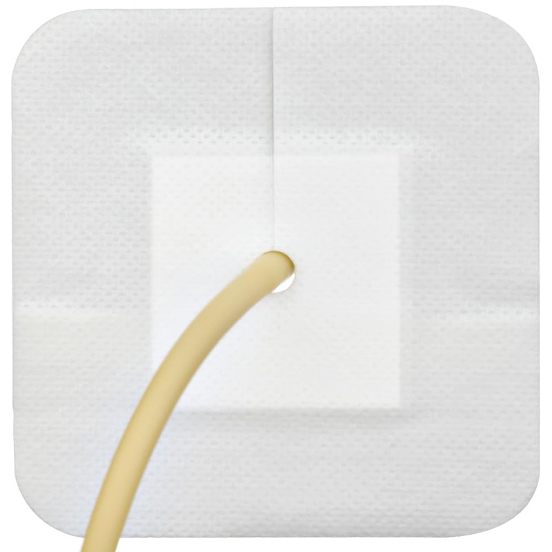 [Australia] - 40 Pcs Feeding Tube Covers G Peg Tube Holder Split Drain Adhesive Bandages for Dialysis Catheter 4" x 4" Island Dressing Bordered Gauze Nuring Accessories 4"x4" Pack of 40 