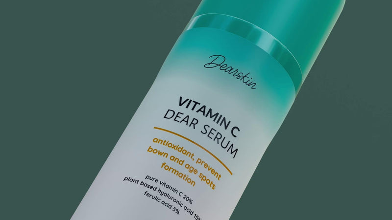 Dearskin Vitamin C Serum 20% - PURE L-ASCORBIC ACID, Ferulic Acid, Hyaluronic Acid Botanic, Vitamin E Organic Cruelty Free for Face and Neck Best Antioxidant, Treatment for Wrinkles, Men and Women Combo
