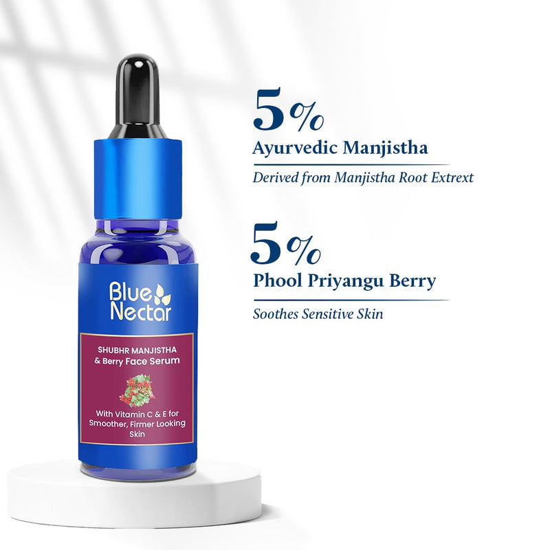 Blue Nectar Manjistha & Berry Serum with Gua Sha for Face | Hydrating Vitamin C Serum for Women & Men (13 Herbs, 1 Fl Oz) Gua Sha with Manjistha Serum
