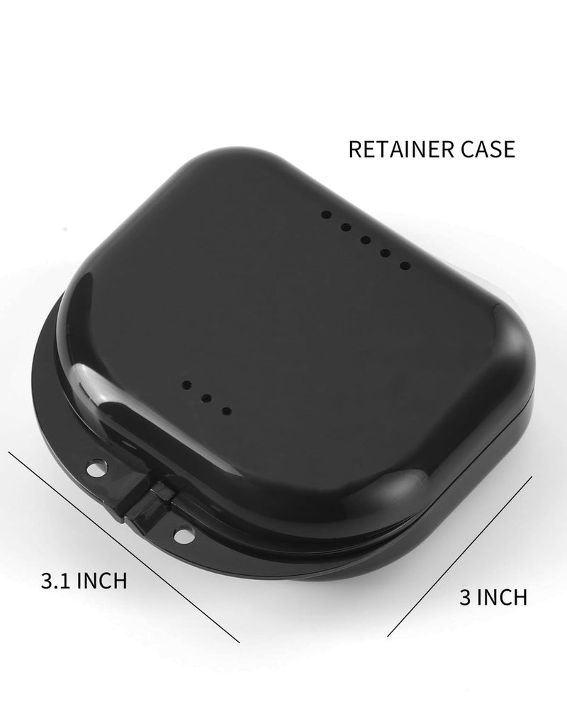 [Australia] - 3 Pack Retainer Cleaner Case Partial Denture Cleaning Case Cup and Brush for invisalign Orthodontic soaking Black 