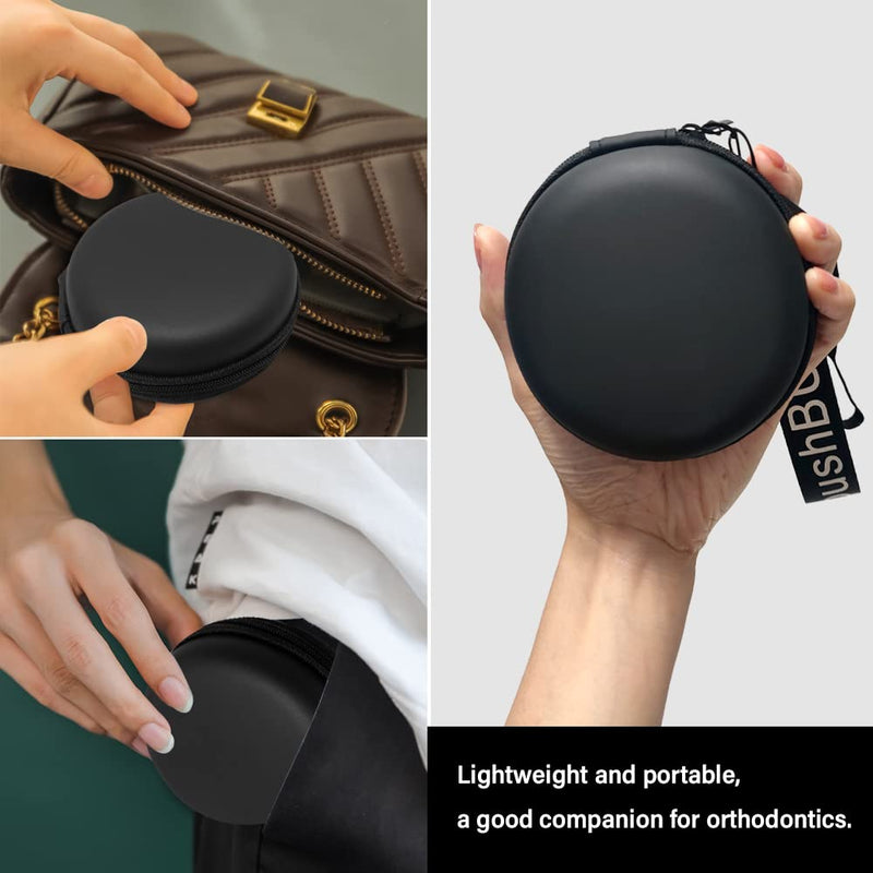 [Australia] - Orthodontic Retainer Organizer Bag Aligner Case Travel Pack Mouth Guard Box (Black Regular) Black regular 