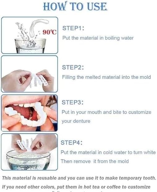 2 Pairs,Temporary Smile Solution, Adjustable & Comfortable.(White) (2)
