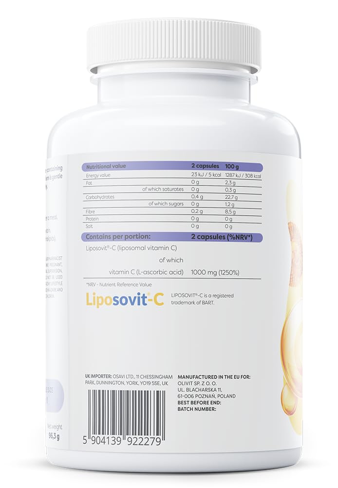 Osavi Liposomal Vitamin C – 120 Vegan Capsules | Liposomal Vitamin C (Liposovit®–C) for Enhanced Absorption | Supports Immune Function, Collagen Formation, and Energy Metabolism