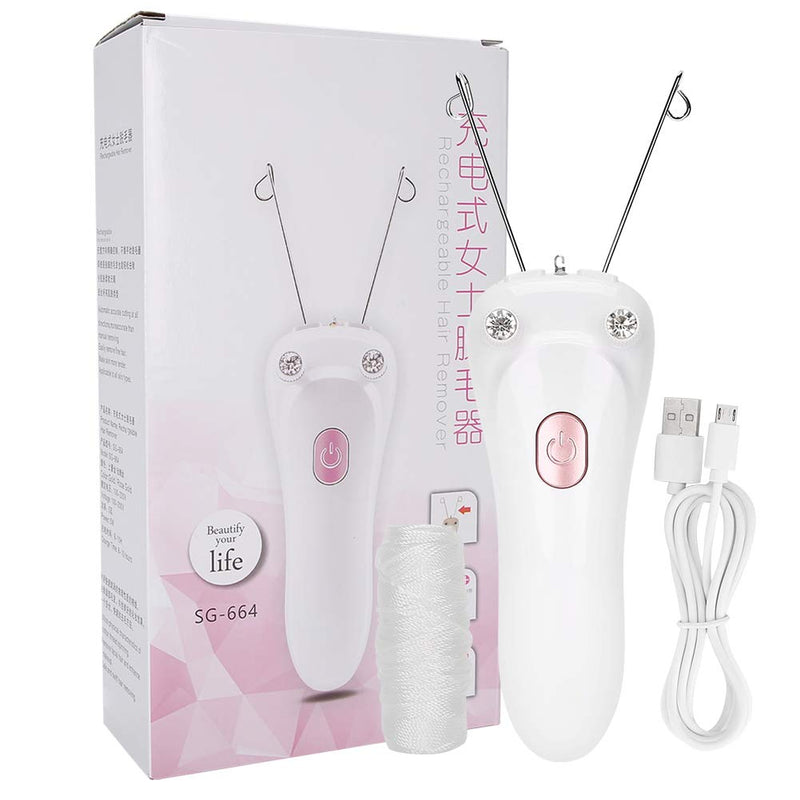 [Australia] - Threading Hair Removal, Hair Remover Electric Face Eyebrow Threading Epilator USB Charging Cotton Thread Depilation Machine Device for Women Girls Ladies () 