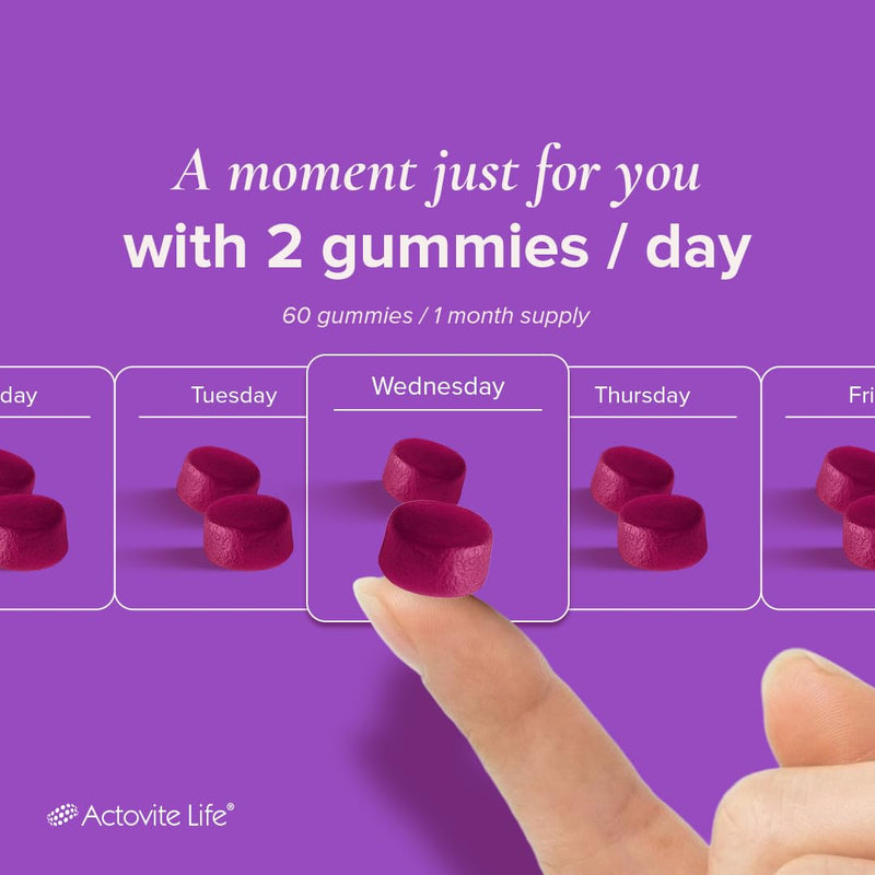 Actovite Multivitamin Gummies for Active Women | Movement + Immunity + Health | Targeted Blend: B-Complex Vitamin C/D/K Biotin Zinc | Multivitamins & Minerals | 60 x Vegan Berry & Apple Soft Gummies