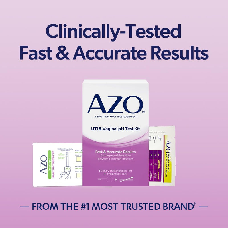 AZO UTI Test Strip + Vaginal pH Test Kit + Urinary Tract Defense Antibacterial Protection, Helps Control Infection
