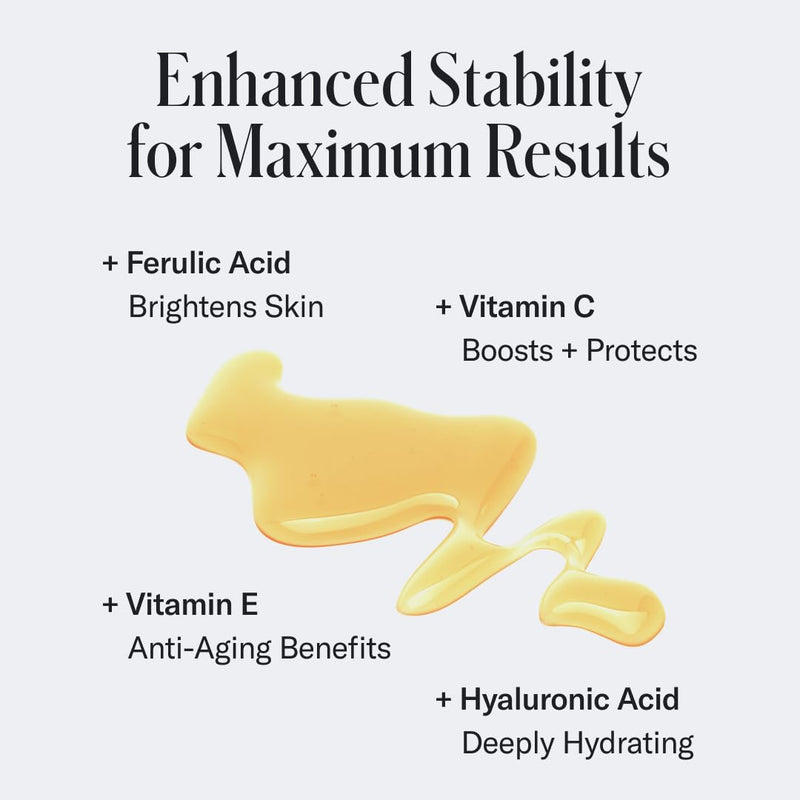Geologie Vitamin C+E Ferulic Acid Face Serum | Brightening & Firming Anti-Aging Gel Formula | 5% Light-Protected & Stabilized Vitamin C , 0.5% Vitamin E, 1.5% Hyaluronic Acid | 30 ML