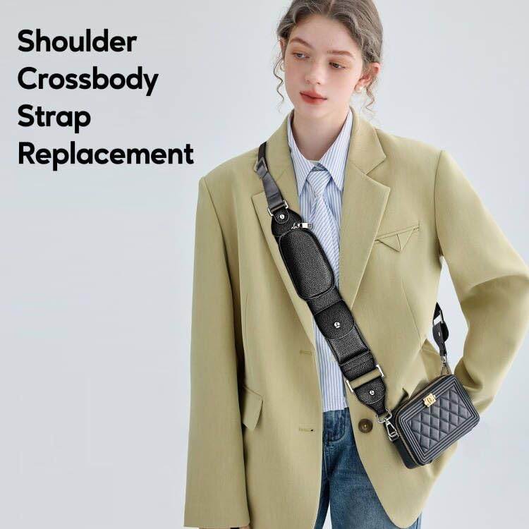 SHANSHUI Shoulder Strap Replacement, Adjustable Leather Crossbody Strap with Storage Space for Handbag, Purse