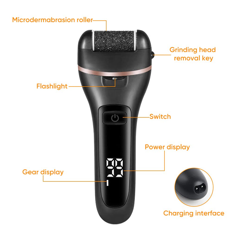 [Australia] - Electric Callus Remover and Foot polisher-Rechargeable-waterproof- Pedicure Set. (Black), 20 Count (Pack of 10) 