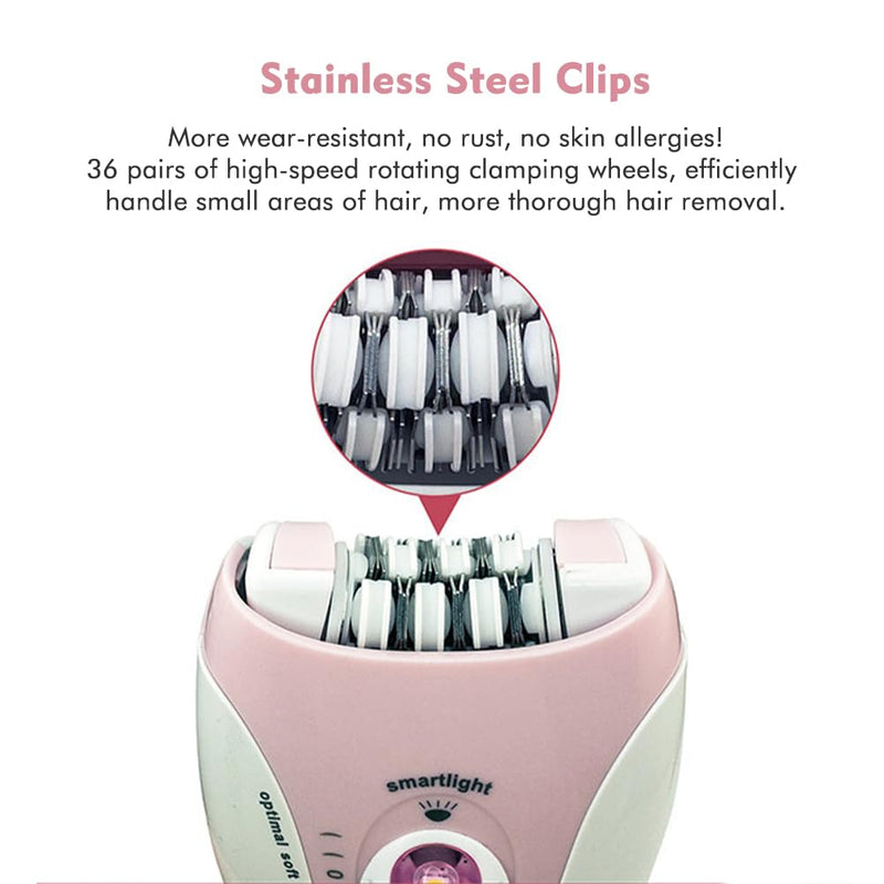 [Australia] - Women's Epilator with a Mini Cleaning Brush, Women's Facial Epilator with LED Light, Women's Electric Shaver for Women, Face, Body, Armpit, Bikini, Leg (COLOR: pink) Pink 
