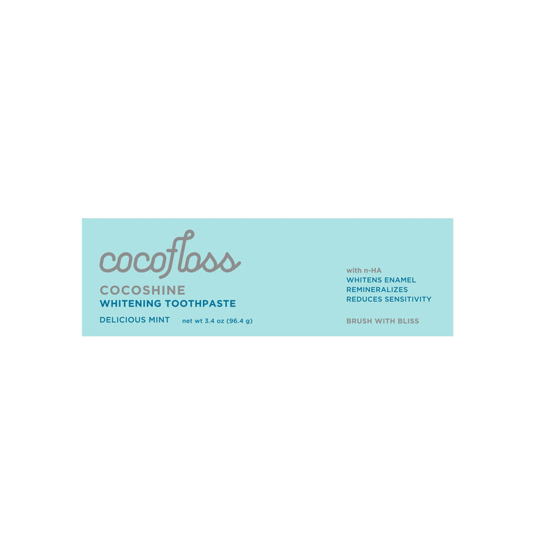 [Australia] - Cocofloss Cocoshine Whitening Toothpaste, Remineralize & Repair Sensitive Teeth, Fluoride-Free with n-HA, Kid-Friendly, Delicious Mint, 3.4 oz 