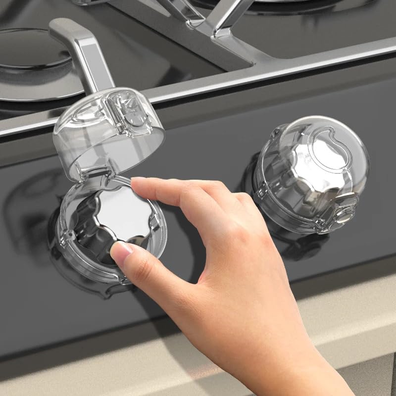 [Australia] - Family's favorite 5pcs Stove Knob Covers for Child Safety, Universal Size for Any Stove Size, Child proof Oven Knob Covers for Kids and Pets, Heat Resistant, Waterproof, 5 PCS, with Adhesive 