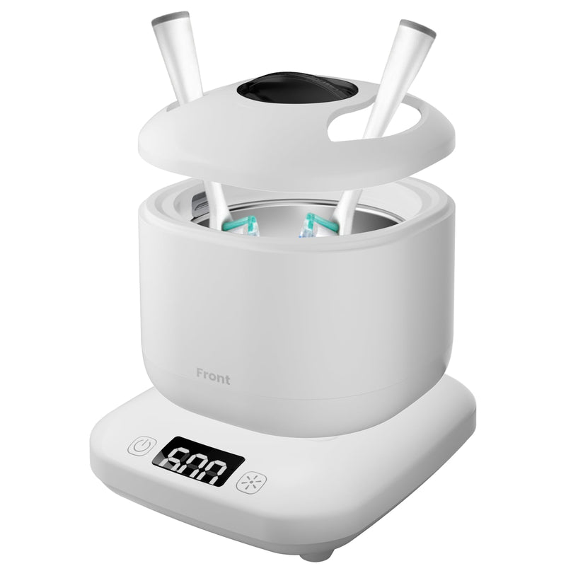 [Australia] - Retainer Cleaner Machine, Ultrasonic Dental Cleaner Pod for Retainers, Invisalign, Dentures, Mouth Guards & Jewelry, Detachable Design with Digital Timer & 4 Cleaning Modes 2025 White 