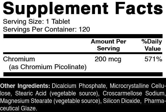 [Australia] - Oxify Chromium Picolinate 200 mcg | 240 Tablets | Gluten-Free, Non-GMO | Supplement Made in USA 
