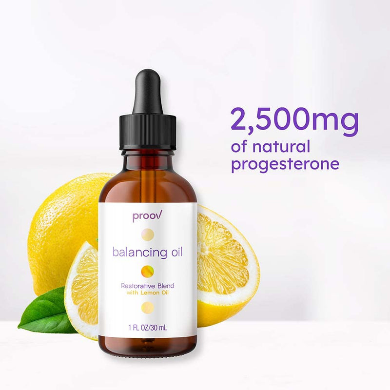 [Australia] - Proov Balancing Oil for Face and Body with 2500 mg bio-identical USP Natural Progesterone, MCT Oil and Vitamin E Oil (and Lemon Oil) l Vegan Moisturzing Skincare For Women | 1 Fluid oz/30mL 