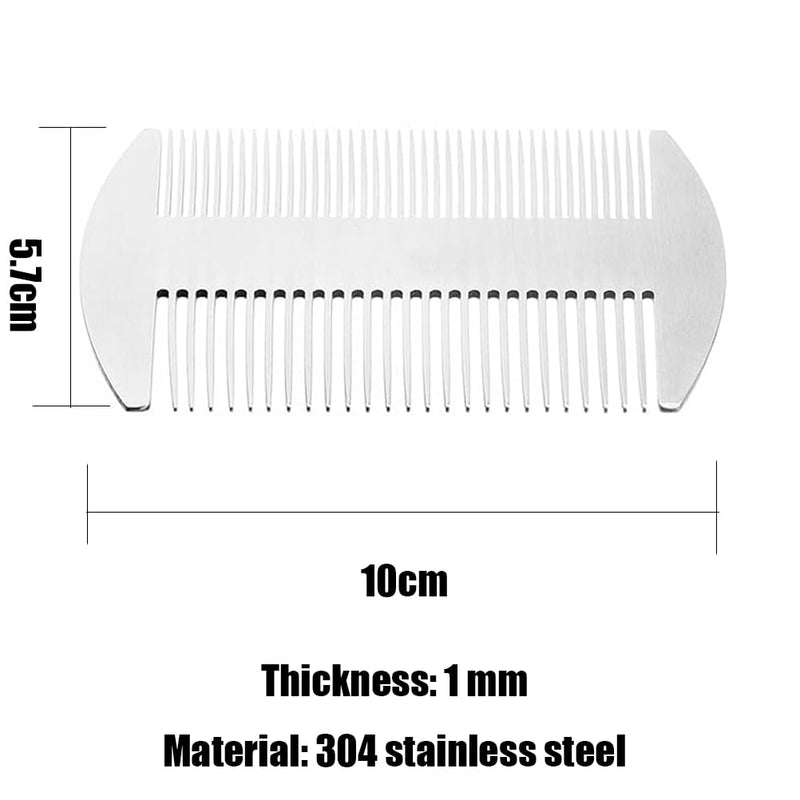 [Australia] - Metal Comb and Beard Comb EDC Comb in Credit Card Size Perfect for Wallet and Bag - Anti-Static Beard Comb with Double Sided Comb (Stainless Steel Comb, Silvery) 