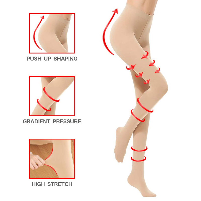 [Australia] - Medical Compression Pantyhose 20-30 mmhg Closed Toe Support Gradient Treatment Beige 2X-Large (Pack of 1) 