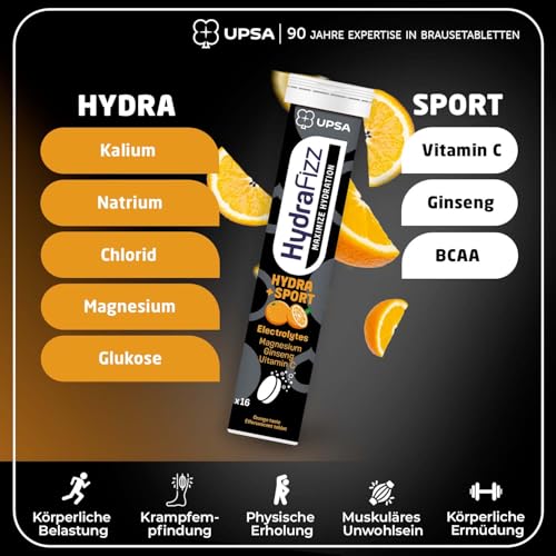 UPSA - Hydrafizz Boost, Hydra & Sport - Electrolyte Tablet - Daily Hydration Supplement - 48 Effervescent Rehydration Tablets (3x16) - Orange & Strawberry Flavour