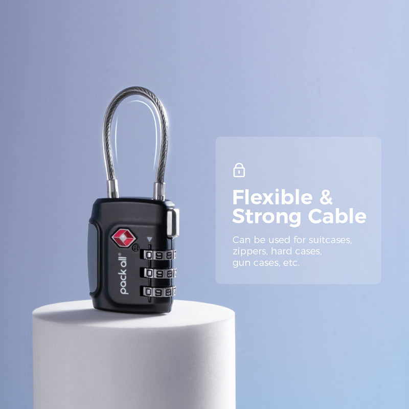 pack all Travel Accessories Bundle | Cable Luggage Locks(4 Pack) & TSA Luggage Lock(4 Pack)