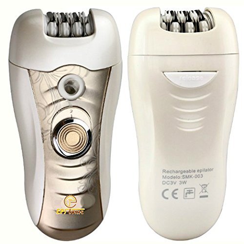 [Australia] - Epitome 3 in 1 Lady Wet or Dry Rechargeable Hair Removal Kit (Trimmer, Epilator, Callus Remover) with 2 Mode Power Switch, LED Hair Shaver for Arm, Underarm & Legs (Gold) 