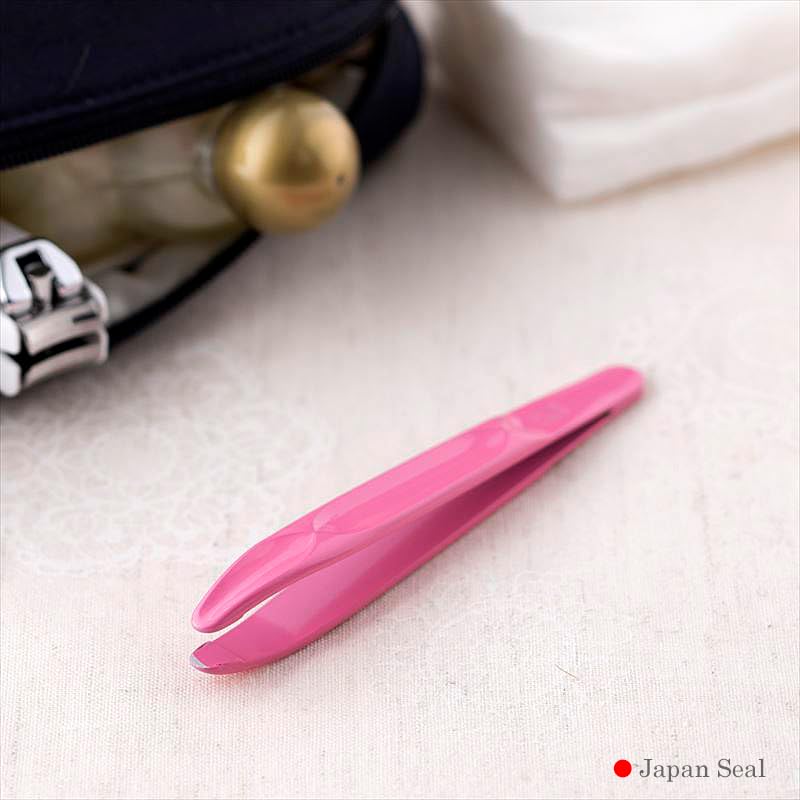 Glasoft Rounded Tip Tweezers for Nose Ear and Facial Hair Removal Lightweight 3.74 Inch Stainless Steel Safe Tool for Sensitive Skin Travel Friendly Pink Made in Japan