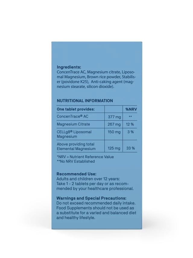 Magnesium Trace Mineral Complex Supplements, Liposomal Magnesium Citrate & Full Spectrum Trace Minerals - Dual Release - 60 Vegan Tablets