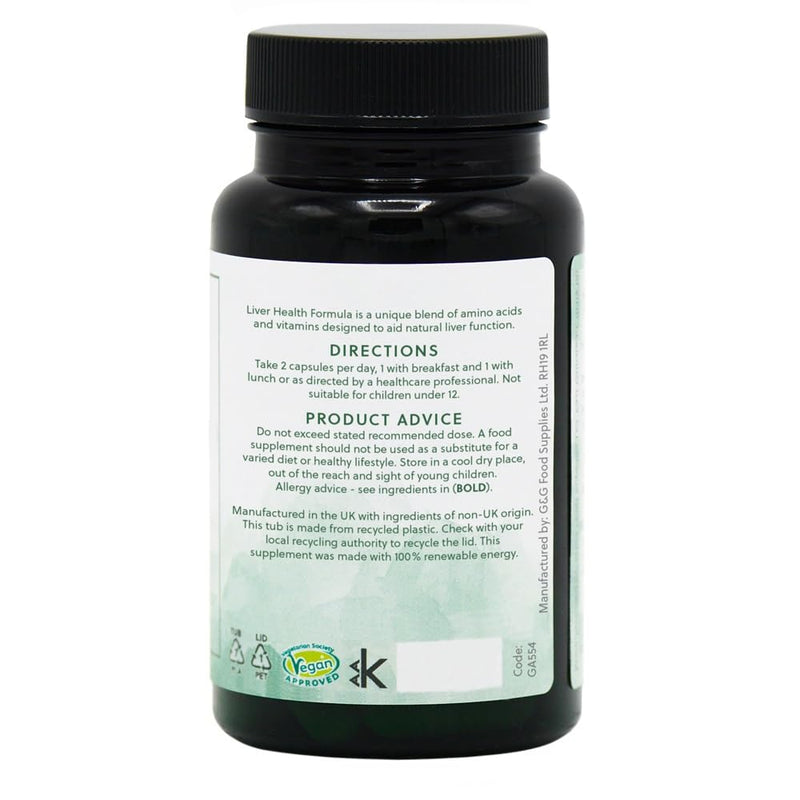 Liver Health Formula | 60 Vegan Capsules | Amino acids and Vitamins Designed to aid Natural Liver Function | G&G Vitamins