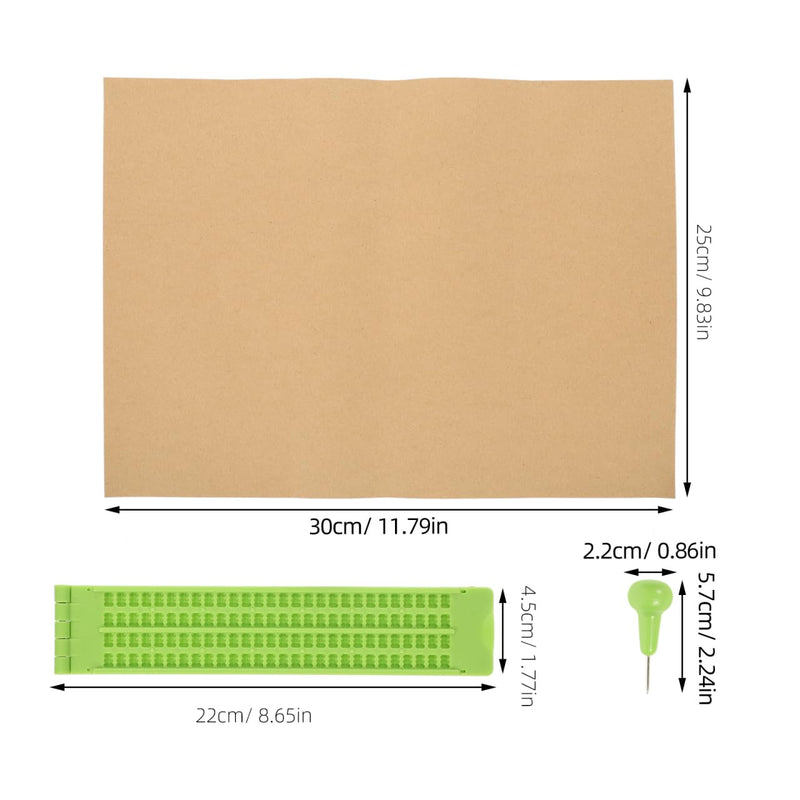 Reusable Braille Writing Kit with Stylus Pen and Practice Sheets Portable Plastic Braille Board for Blind Learning and Daily Writing Aid