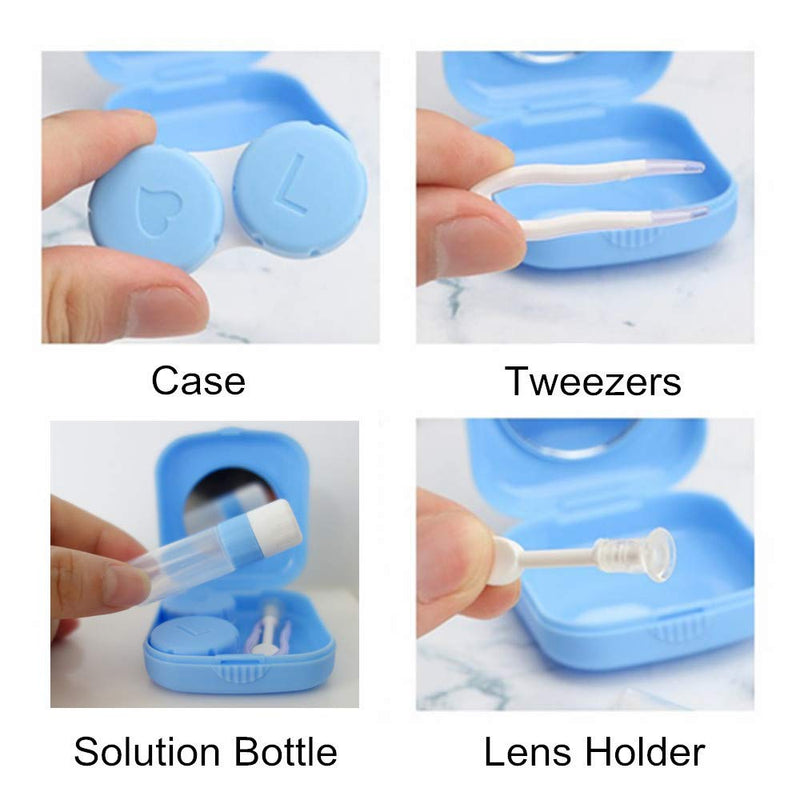 [Australia] - 4 Pack Colorful Contact Lens Case Kit with Mirror Durable, Compact, Portable Soak Storage Kit 