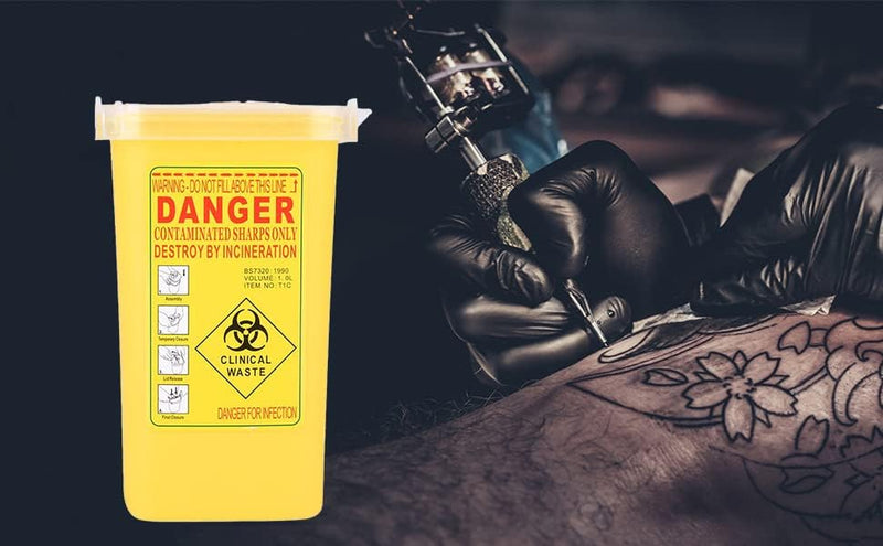 [Australia] - Heaveant Needle Disposal Container, 1 Liter Syringe Bucket Sharps Container Box, Tattoo Medical Disposal Biohazard Needle Waste Box with Lid for Tattoo Medical (Yellow) Yellow 