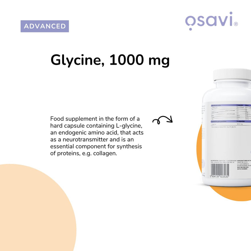 Osavi Glycine 1000mg – 120 Vegan Capsules | High–Potency Glycine for Cognitive & Sleep Support
