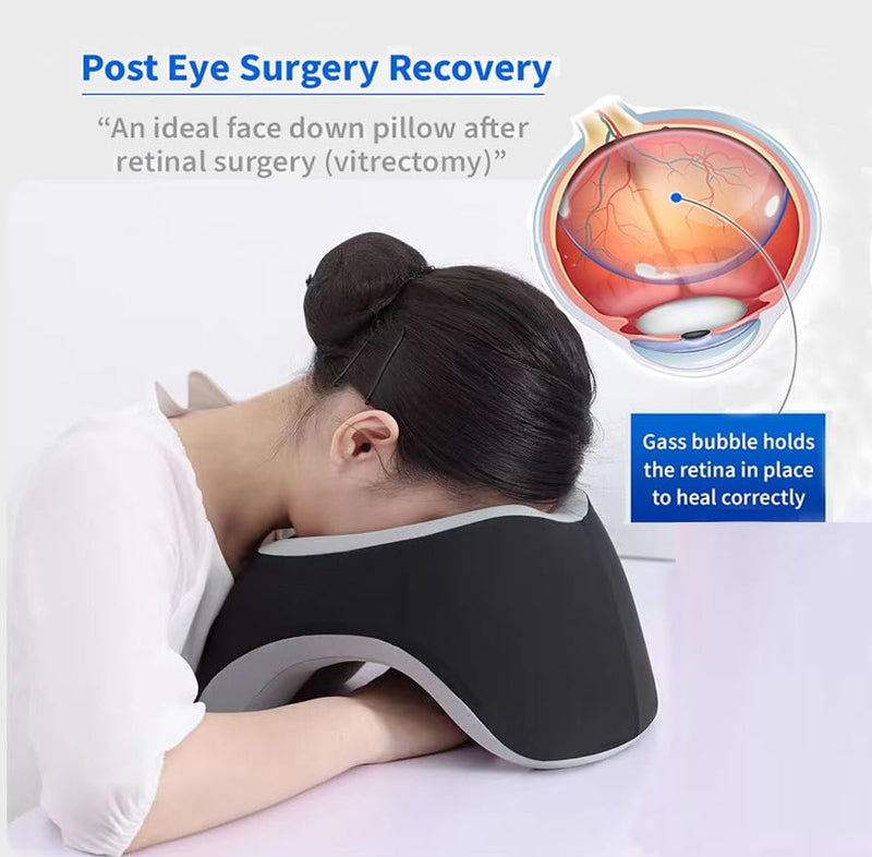[Australia] - Breathe Easy Face Down Pillow, Desk Napping Pillow, Travel Head Neck Pillow, Best for Prone Face-Down Resting, or Contoured Post-Eye Surgery Support, for Sleeping,Airplanes, Car, Office, 