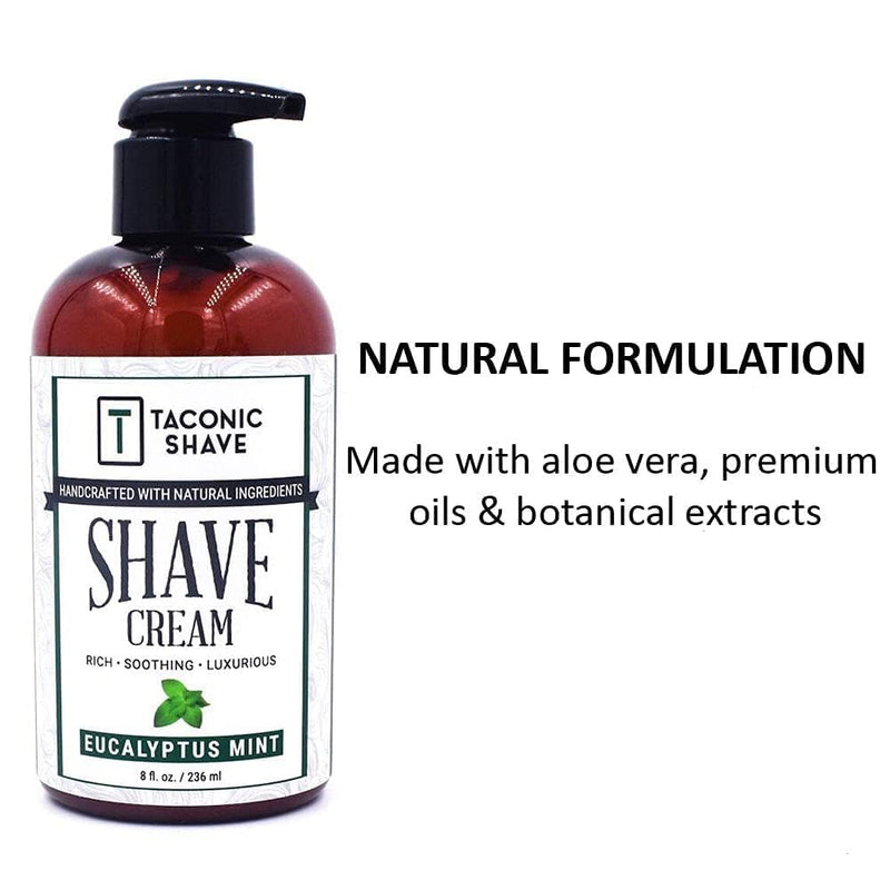 [Australia] - Taconic Shave, Natural Shaving Cream - Eucalyptus & Mint – Ultra-Rich High Lather Formula – Natural Shave Cream for Men & Women in 8 oz. Pump Bottle – Scented Shaving Cream 