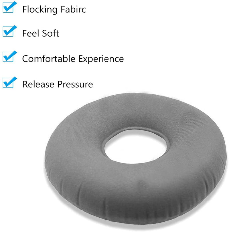 Inflatable Ring Cushion, Hemorrhoid Seat Pillow, Round Wheelchairs Seat Cushion, Ring Pillow Cushion for Home,Car or Office(Grey) Grey