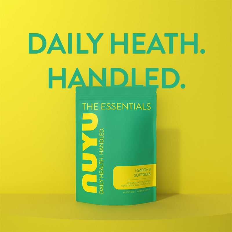 NUYU Omega-3 Softgels 1,000mg - High-Strength Fish Oil Supplement with EPA & DHA to Support Heart, Brain & Joint Health. One-a-Day, 2 Months Supply. Made in The UK.