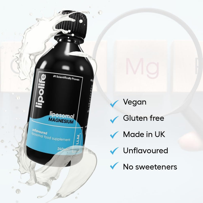 Liposomal Magnesium Liquid 240ml – High Absorption Magnesium Supplement for Muscle Function, Energy & Sleep Support – Vegan, Non-GMO, Advanced Liposomal Delivery, Lipolife 240 ml (Pack of 1)